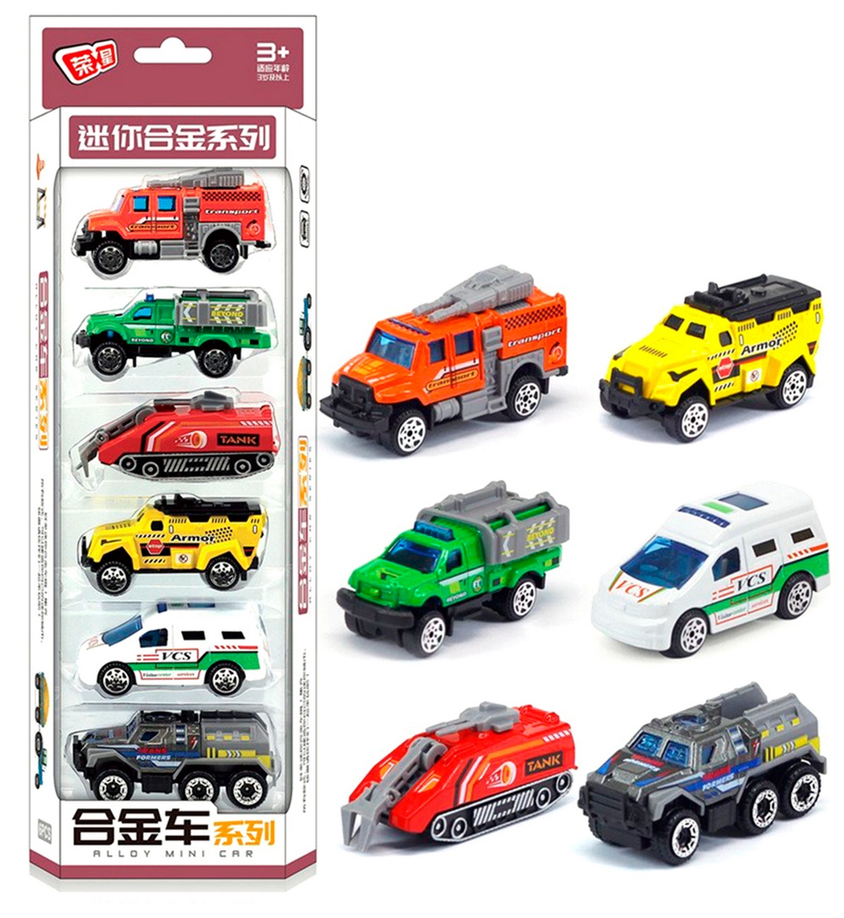 Colección Carros Vehiculos Mixtos De Metal 6 Pcs Juguete